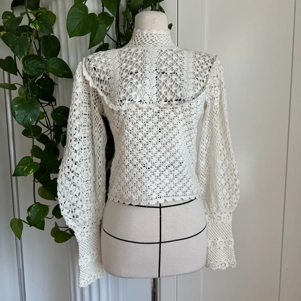 DOÊN Heirloom Amity Hand Knit Crochet Top - Picture 1 of 5